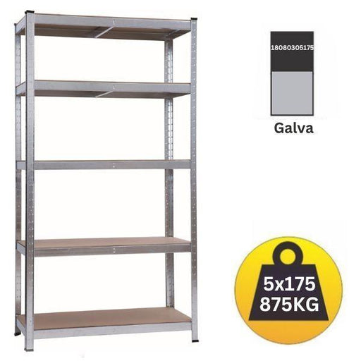 Polica metal-medijapan 180x80x30cm, 5x175kg galva