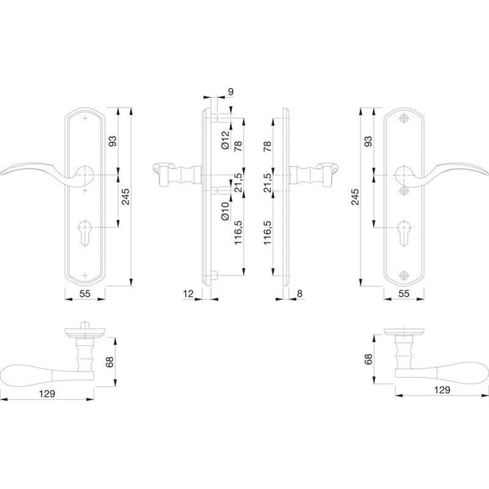 HOPPE SH-garnitura kvake MÜNCHEN - sa štitom PZ 88, leva, TS-80