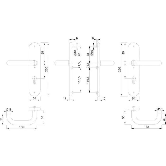 SH - garnitura kvaka PARIS - na štitu PZ 72, bez zaštitnog jezgra