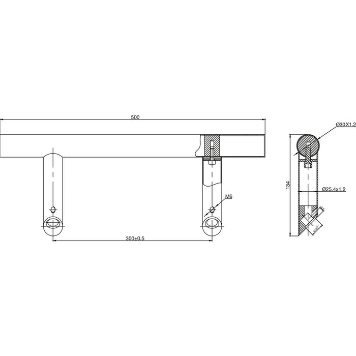 Rukohvat 4810 kosi, ručka ø 30 mm, nerđajući čelik