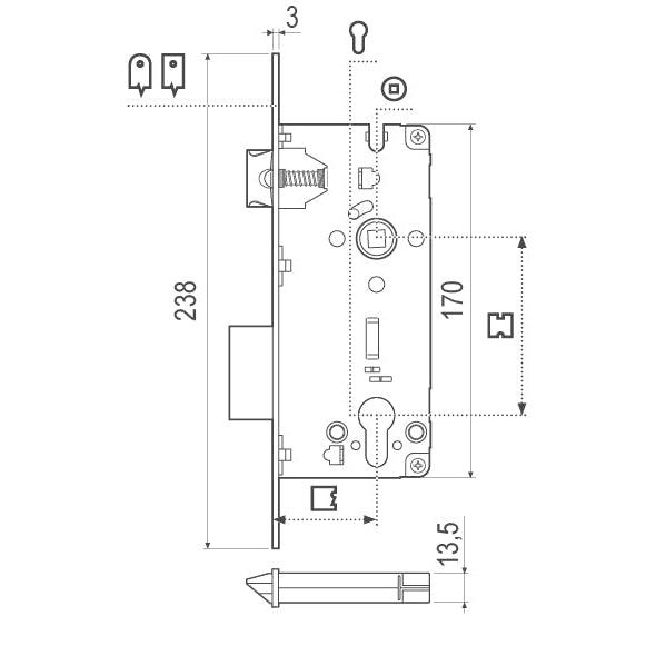 AGB BRAVE SICUREZZA ZA SPOLJNA DRVENA VRATA- cilindar/ oblo čelo/ jezičak širine 10mm DORN MERA 35
