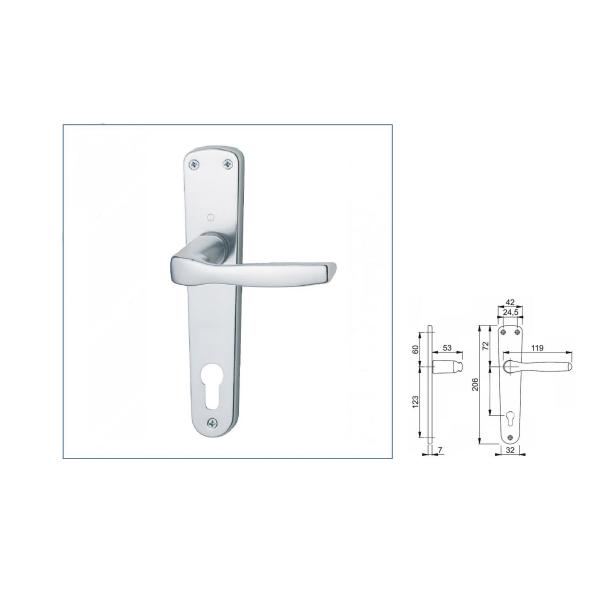 HOPPE 143/206P KVAKA NA ŠTITU ZA VRATA- Milano F1