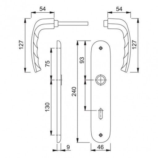 HOPPE 1810/273P KVAKA SA ŠTITOM ZA VRATA- New York F1