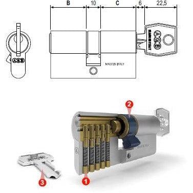 CILINDAR KLJUČ-KLJUČ sa zaštitom protiv čupanja Model 600 54mm