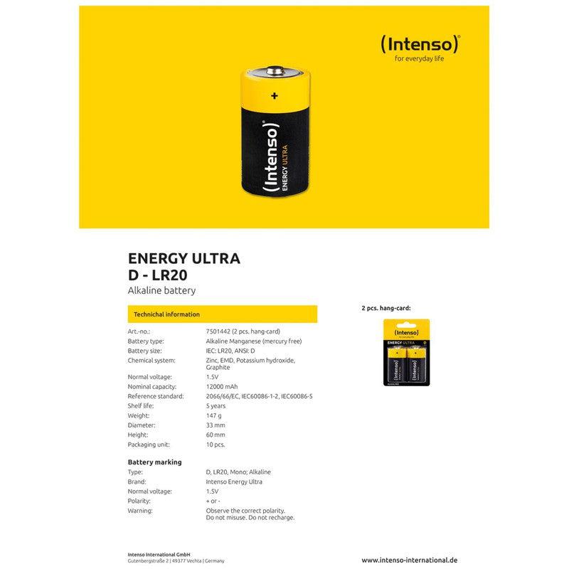 (Intenso) Baterija alkalna, LR20 / D, 1,5 V, blister 2 kom