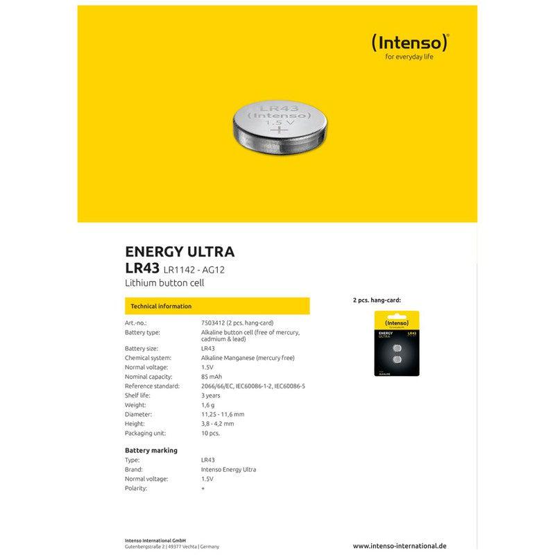 (Intenso) Baterija alkalna LR43/2, 1,5 V dugmasta, blister 2 kom