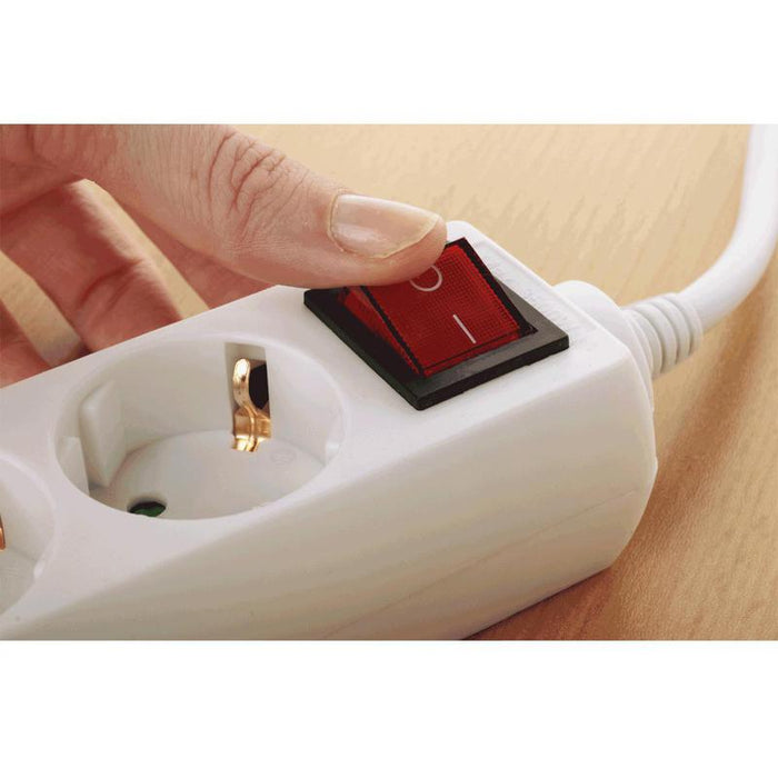 Home Produžni kabel, 6 utičnice, prekidač, 1.5mm²,1.5 met, beli - NV 6K/WH/1,5