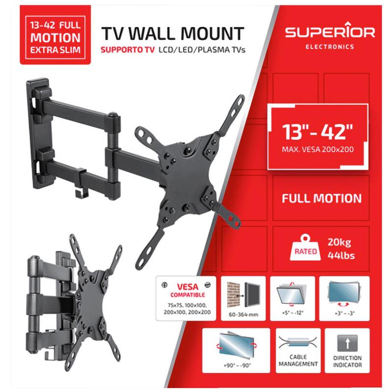 Superior Nosač za TV prijemnike 13"-42", nosivost do 20 kg - 13-42 Full Motion Extra Slim