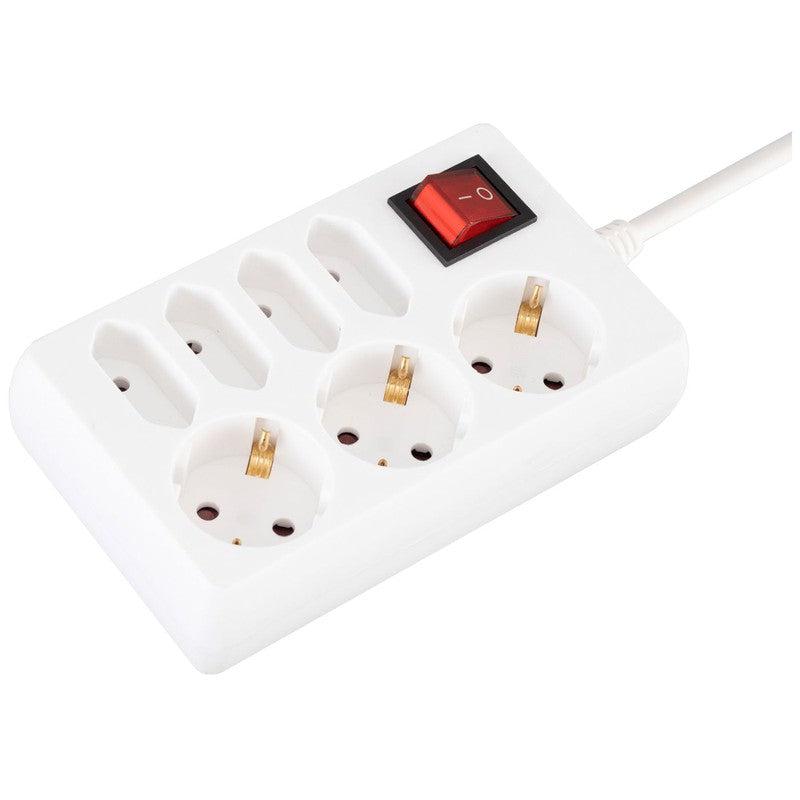 Home Produžni kabel, 3 + 4 utičnice, 1.0mm2, 1.5 met, beli - NV 17/WH