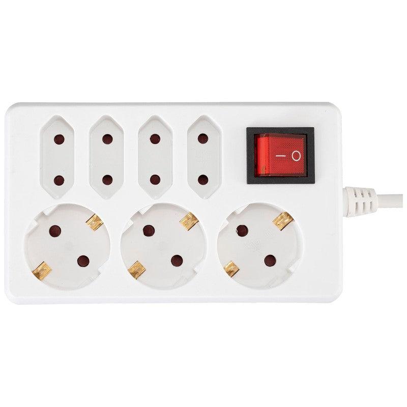 Home Produžni kabel, 3 + 4 utičnice, 1.0mm2, 1.5 met, beli - NV 17/WH