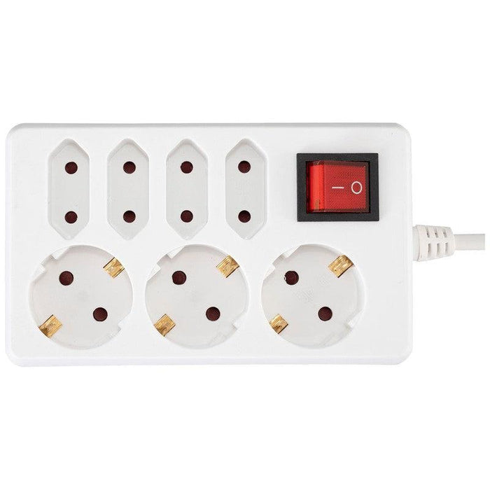 Home Produžni kabel, 3 + 4 utičnice, 1.0mm2, 1.5 met, beli - NV 17/WH