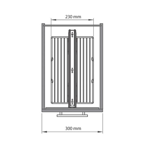 Žičani špajz DAUER 230x510x1250-1400, 4 korpe, korpus 300 mm