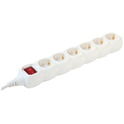 Home Produžni kabel, 6 utičnice, prekidač, 1.5mm², 5 met, beli - NV 6K-5/WH/1,5