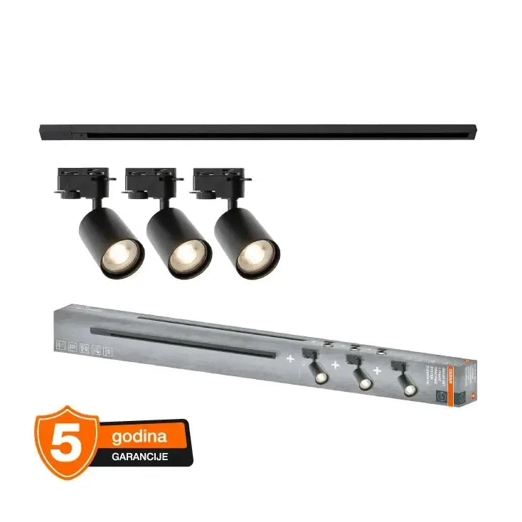 OSRAM ELEMENTAL šinski set — šina 1m + 3 reflektora, GU10, crni