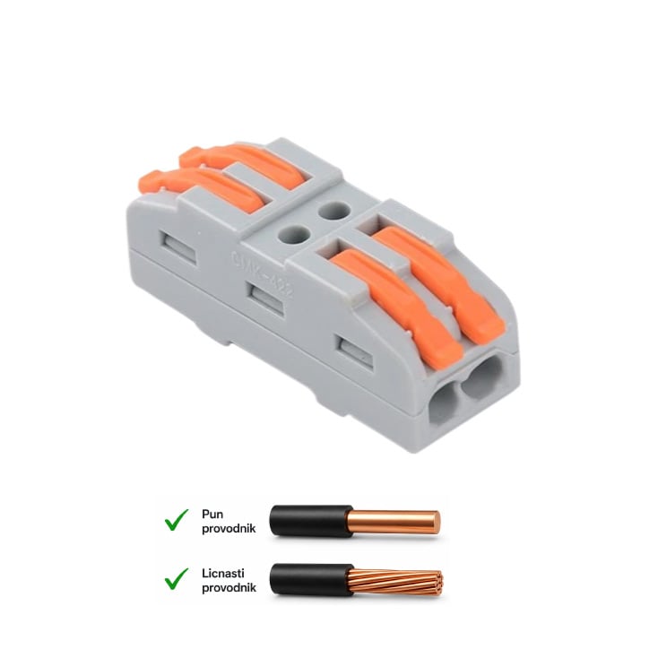Bezvijačna spojnica-klemna, 2P/2P 0.2-4 mm² 450V/32A — pak. 10 kom