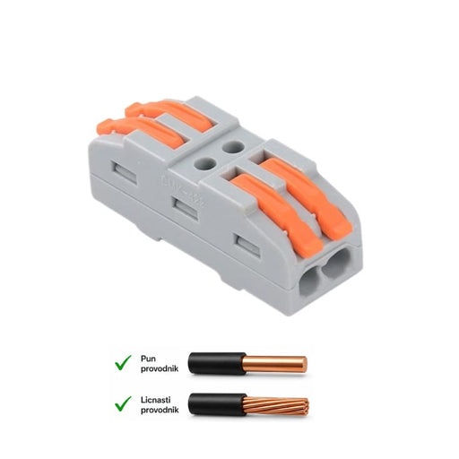 Bezvijačna spojnica-klemna, 2P/2P 0.2-4 mm² 450V/32A — pak. 10 kom