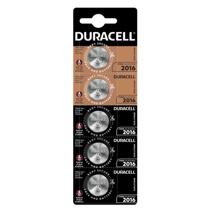 Duracell dugmaste baterije CR2016 — 3 V, 5 kom