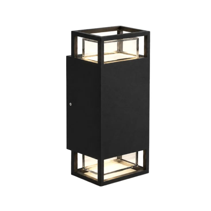 Zidna lampa 2 × GU10 — IP65, 105 × 80 × 235 mm, crna