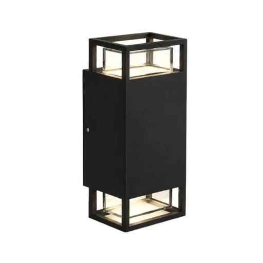 Zidna lampa 2 × GU10 — IP65, 105 × 80 × 235 mm, crna