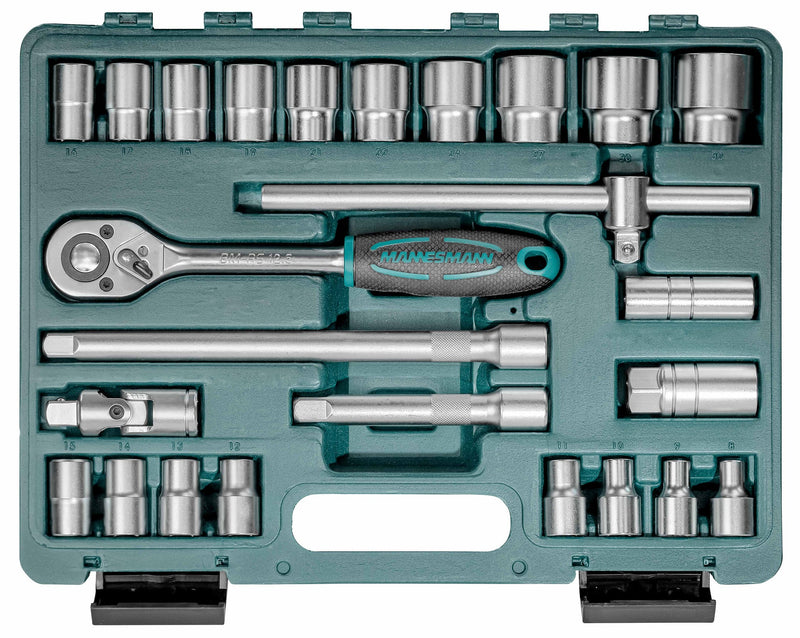 MANNESMANN Set nasadnih ključeva 1/2" — 25 delova, CrV, kofer