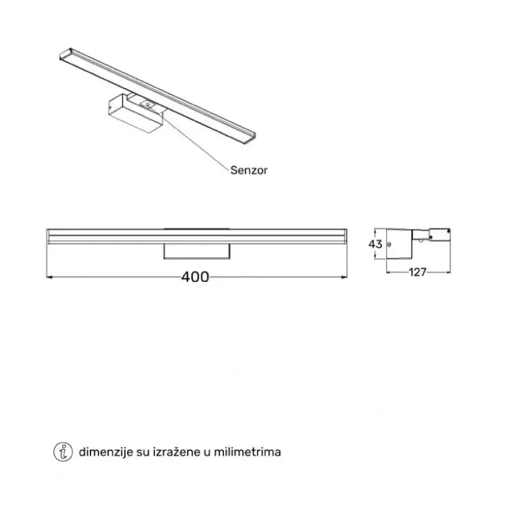 Zidna LED lampa VESTA 688 6W 4000K — sa senzorom, crna