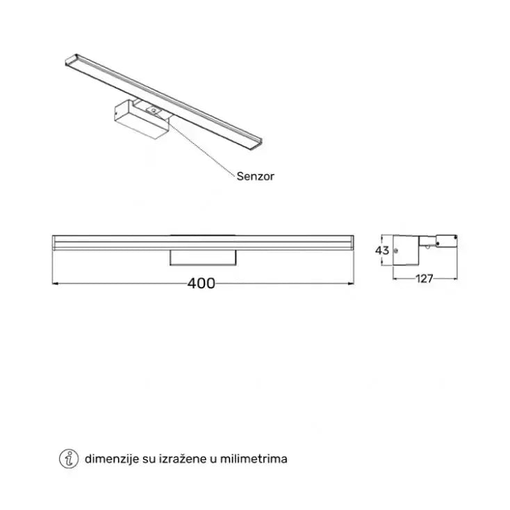 Zidna LED lampa VESTA 688 6W 4000K — sa senzorom, hrom