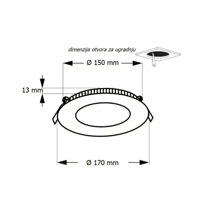LED ugradna CCT panel lampa 12W