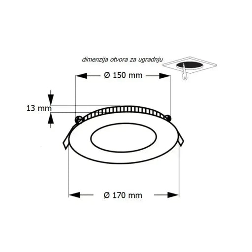 LED ugradna CCT panel lampa 12W