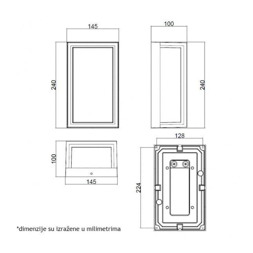 Zidna LED lampa 12W 4000K IP54 crna