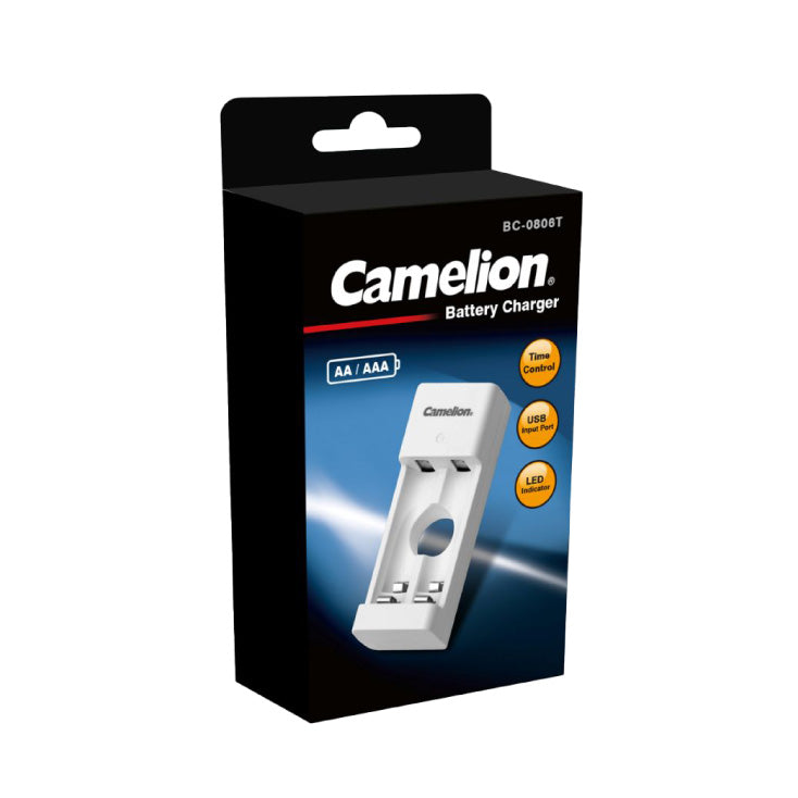 Camelion USB punjač BC-0806T — 2× AA/AAA, Ni-MH i Ni-Cd, tajmer 8 h