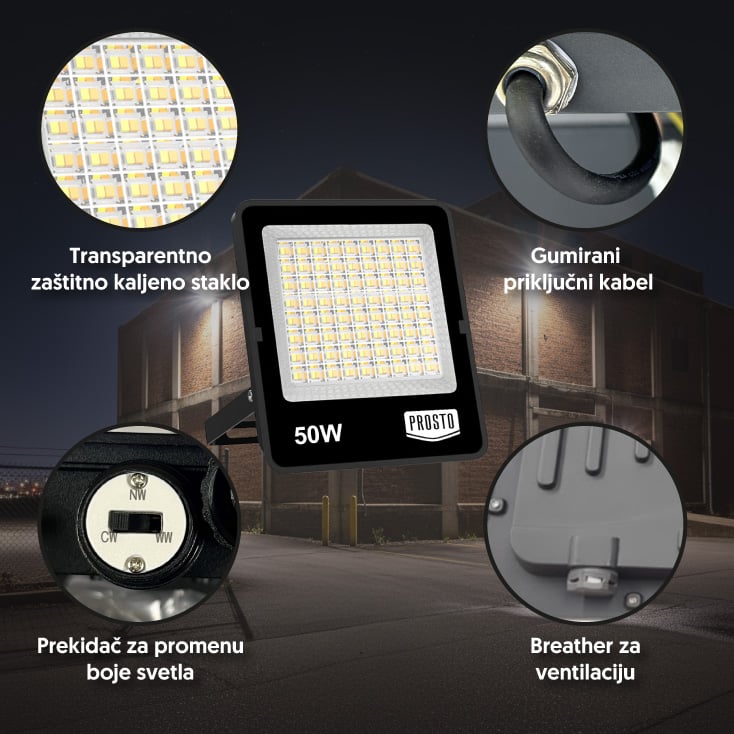 PROSTO LED reflektor 50W promenljiva boja svetla