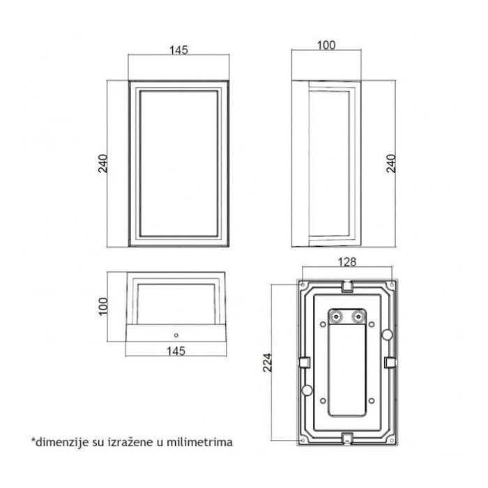 Zidna LED lampa 12W 4000K IP54