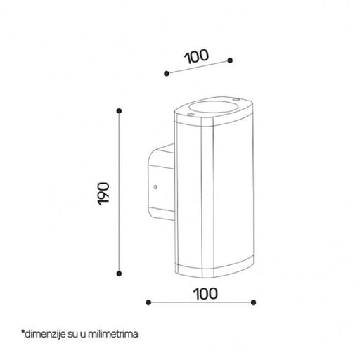 Zidna lampa 2xGU10 IP54 crna