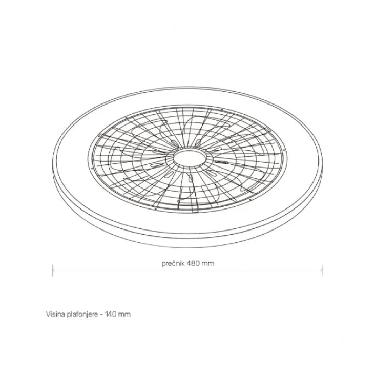 LED plafonjera sa ventilatorom Ø480 — 48 W, 3000/4000/6500 K