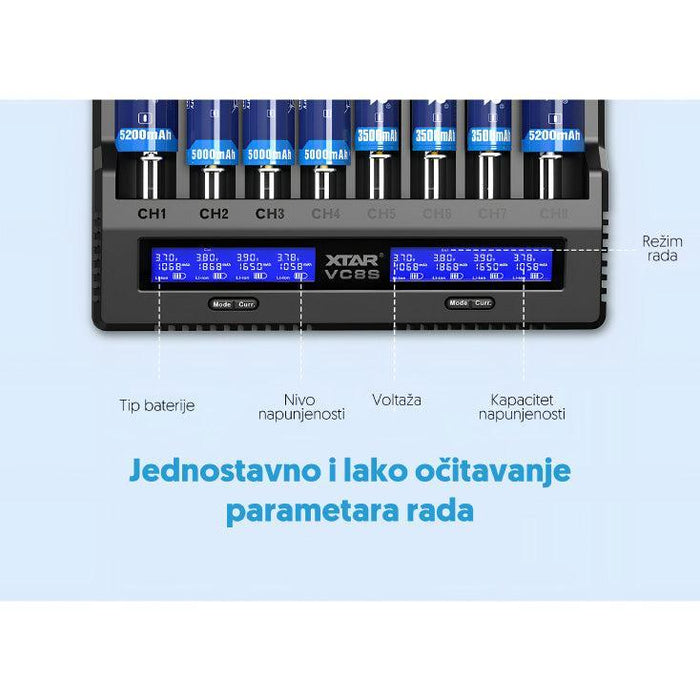 Univ. punjač akumulatora do 8 kom. sa displejem