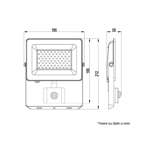 LED reflektor sa PIR senzorom — 50 W, 6500K, 4.300 lm