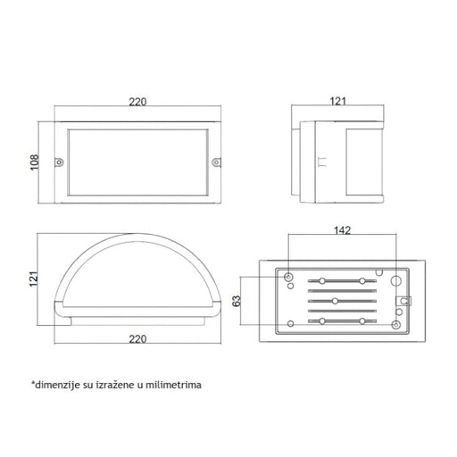 Zidna lampa 1xE27 IP54 crna