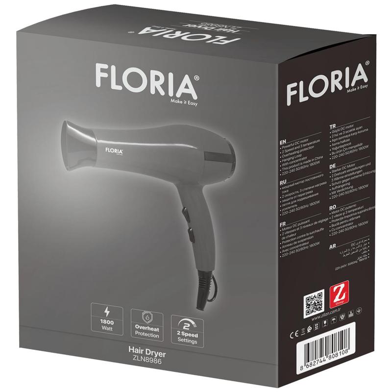 Floria Fen za kosu, 2000 W, Sivi - ZLN8986