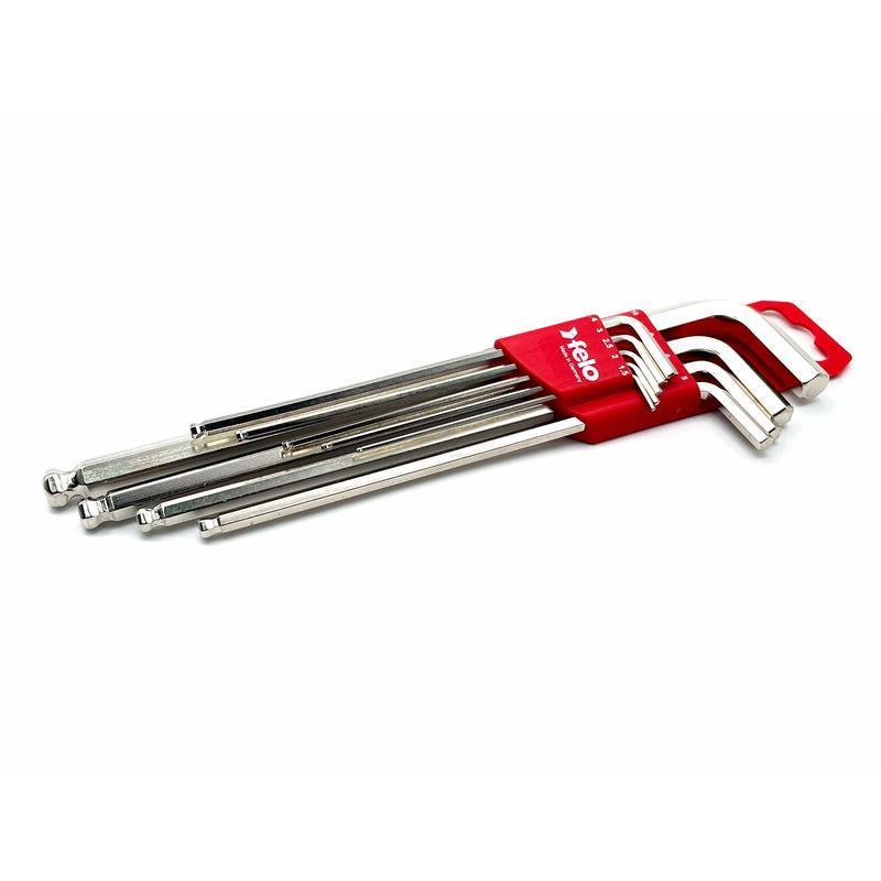 Set dugih L-ključeva sa šestougaonom kuglom Felo HEX 1,5-10,0 mm 36500911 9 kom