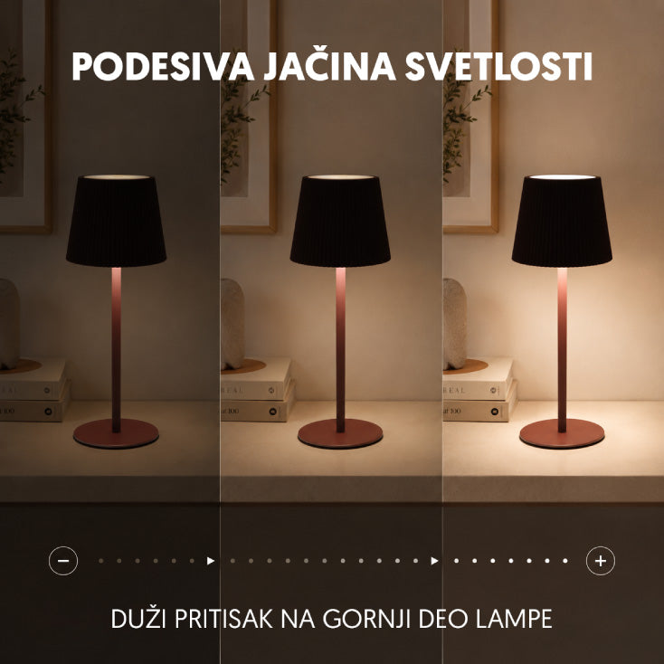 PROSTO stona punjiva LED lampa — CCT, braon