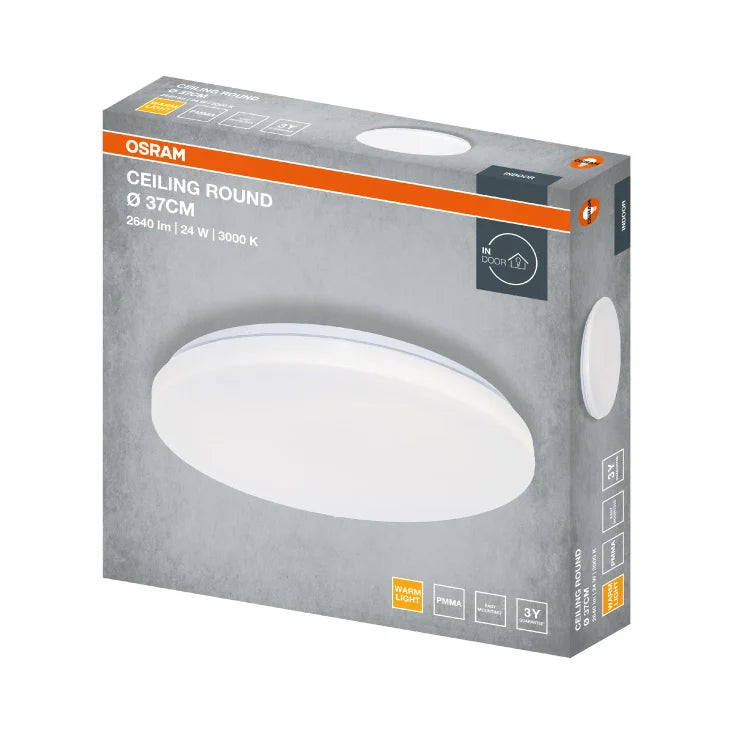 OSRAM LED plafonjera Ø370 — 24W, 3000K, IP20, mat bela