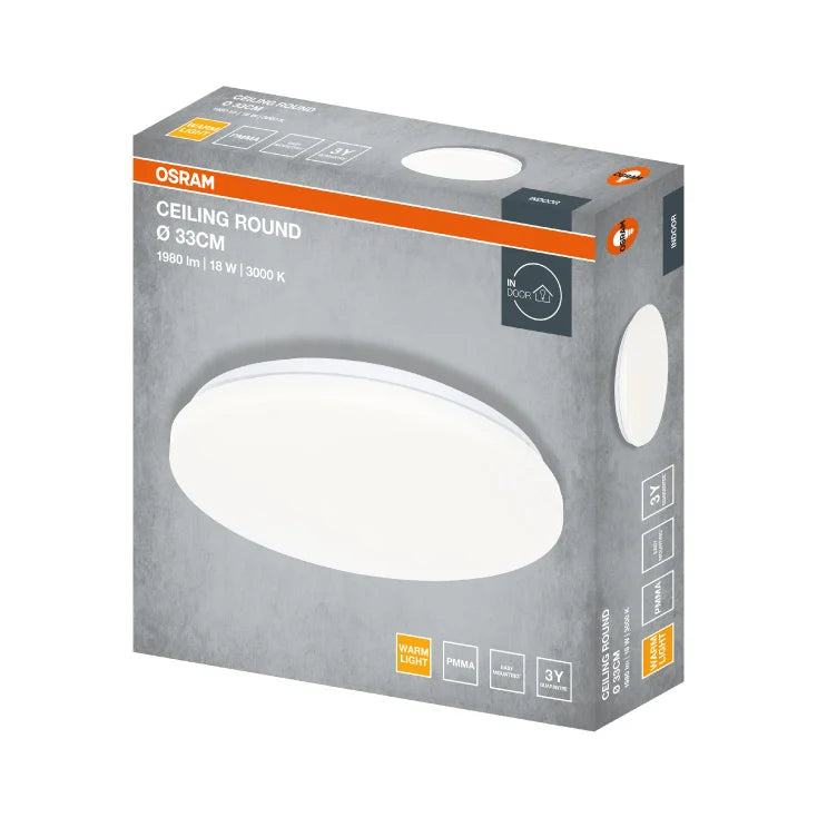 OSRAM LED plafonjera Ø330 — 18W, 3000K, IP20, mat bela