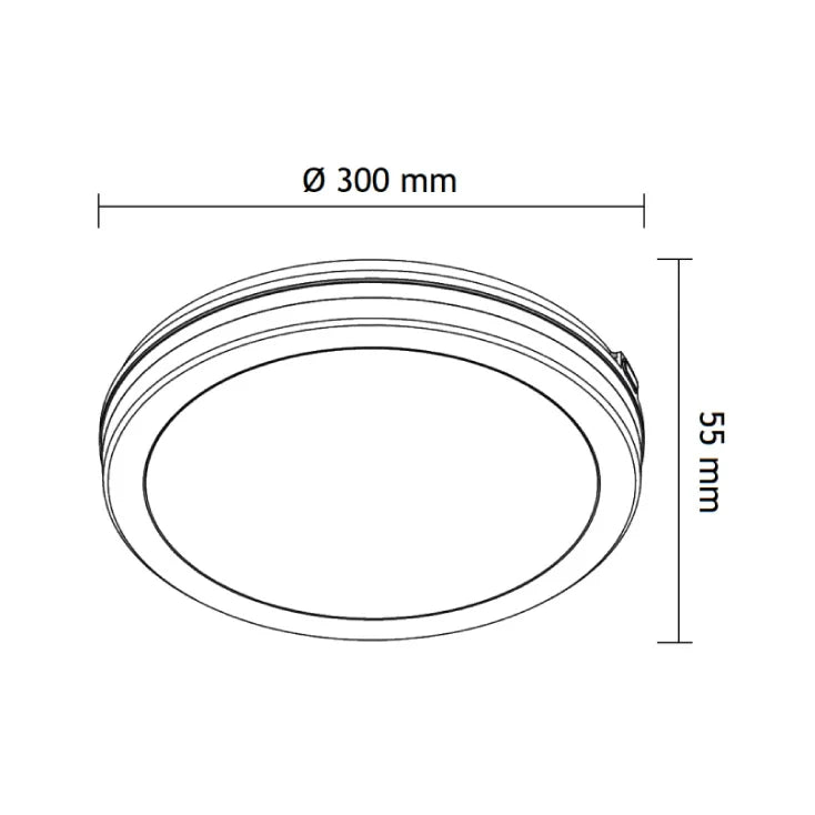 LED plafonjera MONA-300 — 30 W, CCT 3000/4000/6500 K, IP65, Ø300 mm