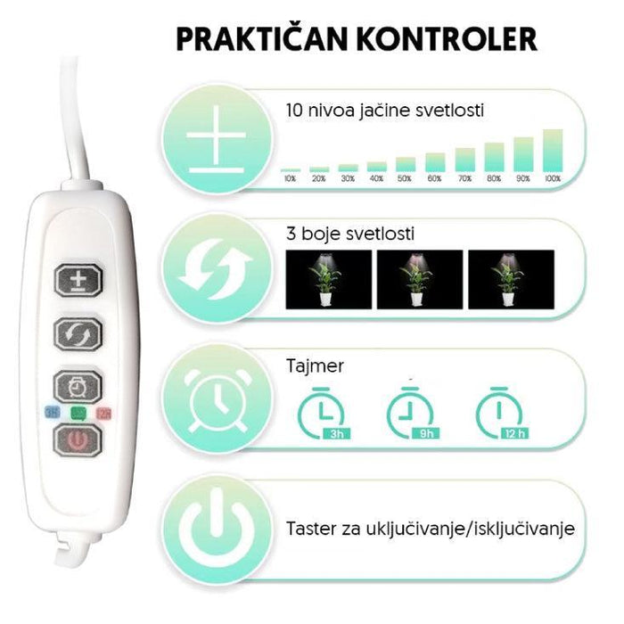 Jednostruka lampa za biljke 8W sa postoljem