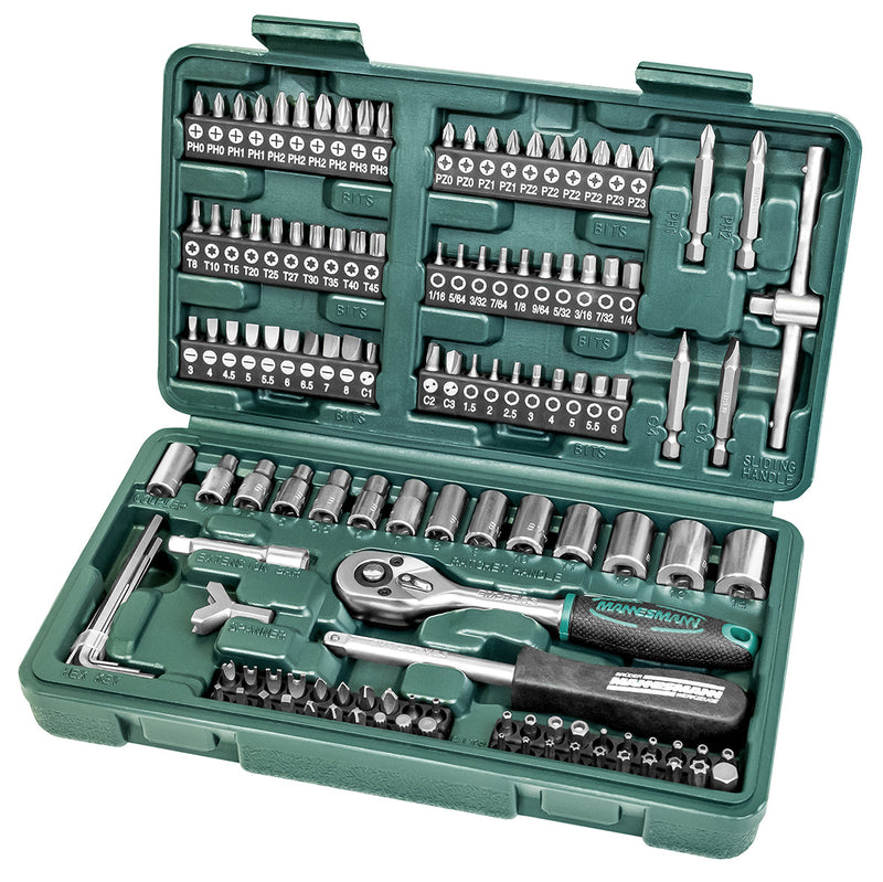 MANNESMANN Set nasadnih ključeva i bitova 1/4" — 130 delova