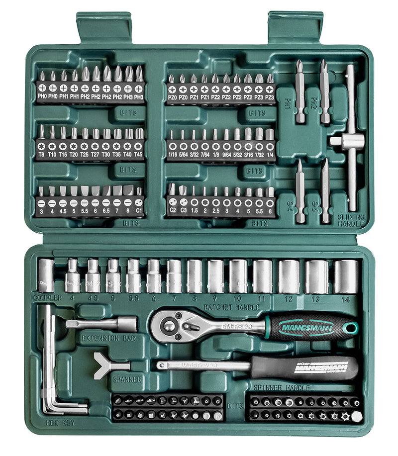 MANNESMANN Set nasadnih ključeva i bitova 1/4" — 130 delova