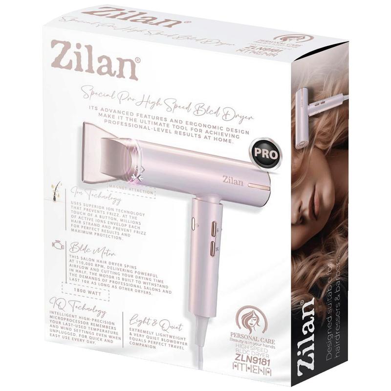 Zilan Fen za kosu sa jonskom tehnologijom, BLDC, 1800 W - ZLN9181 Athena