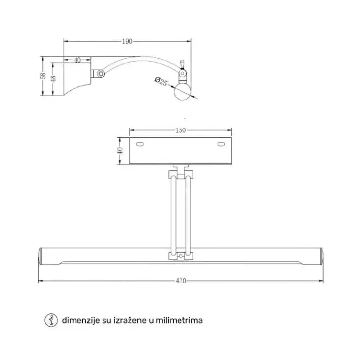 Zidna LED lampa VESTA 694 7W 3000K — hrom