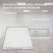 LED panel 2u1 48W, 100lm/W, 6500K, 595x595