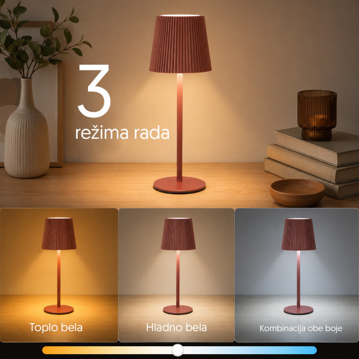 PROSTO stona punjiva LED lampa — CCT, braon